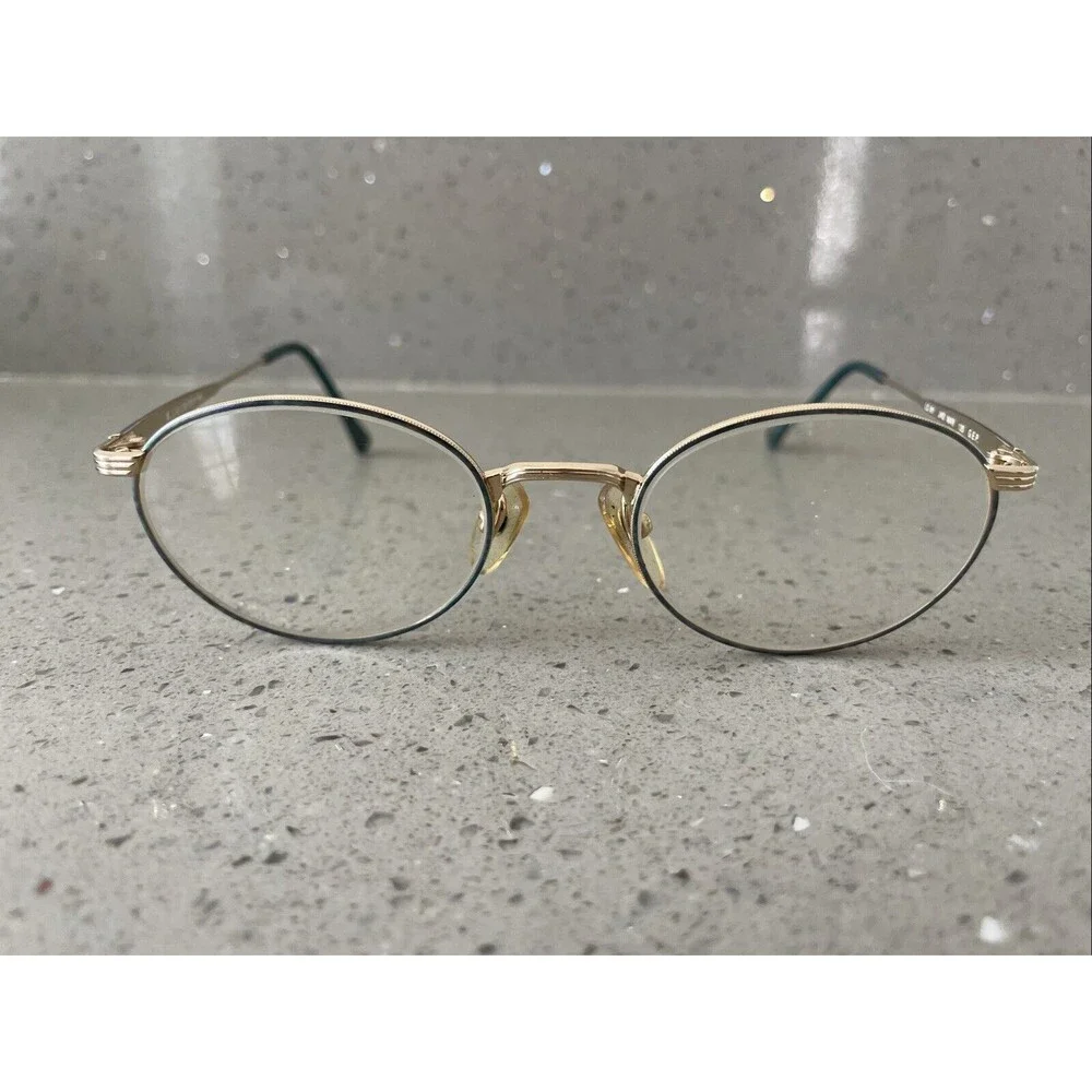 Liz Claiborne LC-81  JAD MAR Eyeglasses Frames Only Blue gold Full Rim 135 GEP
